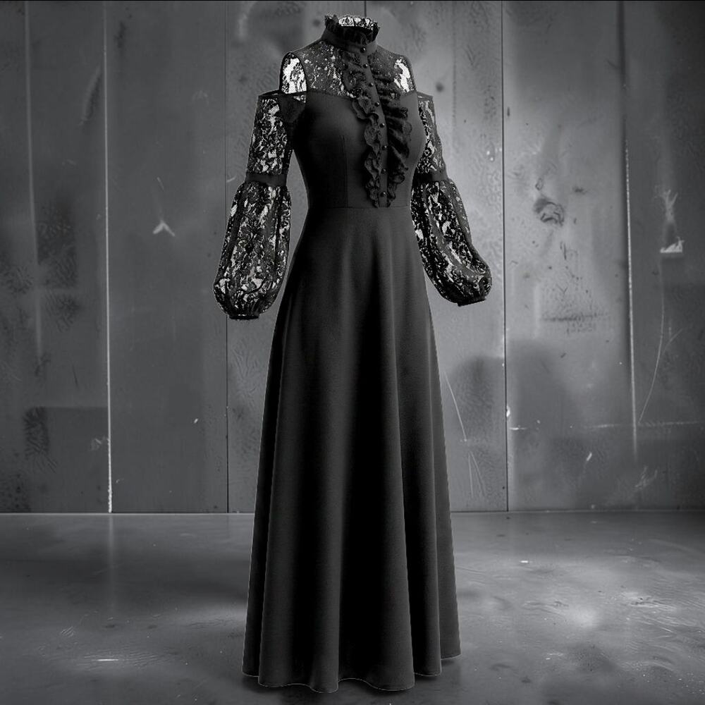 Killstar Isabeau’s Curse Black Satin Maxi Dress 4XL NWT